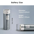 Delipow 16500 flat top battery dimension diagram – 16.0mm diameter, 50.0mm height, between AAA and AA size