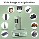 Delipow 18350 1100mAh flat top batteries powering compact EDC flashlight, mini solar garden light, and small portable device