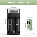 Delipow 18350 1100mAh flat top high drain battery and USB charger with ruler – battery 35.0x18.0mm, charger 100x50x25mm