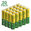 Delipow 20-pack AA 1300mAh 1.2V NiMH rechargeable solar batteries, pre-charged, high capacity for outdoor solar lights and lanterns