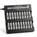 Delipow 20‑pack AAA 1184mWh 1.5V lithium rechargeable batteries with 20‑bay smart charger, 1500+ cycles, Li-ion