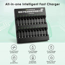 Delipow 20‑bay smart charger comprehensive protection suite – per‑bay safety monitoring, overcharge prevention, short circuit isolation, thermal array protection