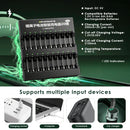 Delipow 20‑bay fast charger powered via high‑power USB‑C from multiple power sources: power bank station, laptop hub, wall outlet array