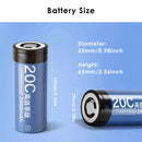 Delipow 26650 flat top battery dimension diagram – 65.0mm height, 26.0mm diameter, standard 26650 size