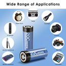 Delipow 26650 3.2V LiFePO4 batteries powering high-power LED flashlight, cordless power drill, and solar lighting system