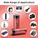 Delipow 26650 3000mAh LiFePO4 batteries powering professional LED flashlight, heavy-duty power drill, and robotic platform