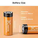 Delipow 26650 flat top battery dimension diagram – 65.0mm height, 26.0mm diameter, standard 26650 size