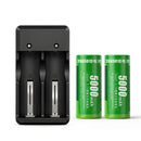 Delipow 26650 5000mAh 3.7V Li-ion rechargeable flat top battery with USB charger kit, for flashlights and headlamps