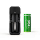Delipow 26650 5000mAh 3.7V Li-ion rechargeable flat top battery with USB charger kit, for flashlights and headlamps