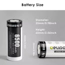Delipow 26650 battery dimension diagram – 65.0mm height, 26.0mm diameter, standard 26650 size