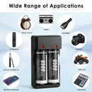 Delipow 26650 6500mAh battery and USB charger powering high‑lumen tactical flashlight and professional headlamp in outdoor setting