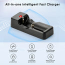 Delipow 26650 charger powered via USB from power bank, laptop, wall adapter, and car charger