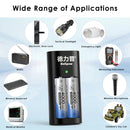 Delipow AA 4000mWh lithium batteries and charger powering Xbox game controller, RC toy car, and Blink outdoor camera