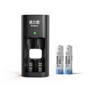 Delipow 2‑pack AAA 1184mWh 1.5V lithium rechargeable batteries with 2‑bay fast charger, 1500+ cycles, constant output