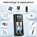 Delipow AAA 1184mWh lithium batteries and 2‑bay fast charger powering TV remote, wireless doorbell, and baby monitor