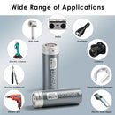 Delipow 16500 1500mAh flat top batteries powering high-performance headlamp, LED flashlight, mini desk fan, and portable medical monitor
