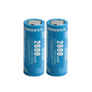 Delipow 2‑pack 26650 2600mAh 3.7V Li-ion rechargeable batteries, flat top, for flashlights and headlamps