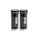 Delipow 2‑pack 26650 6500mAh 3.7V Li-ion rechargeable batteries, real capacity high power for flashlights, emergency lights, reading lamps