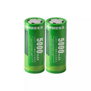Delipow 2‑pack 26650 5000mAh 3.7V Li-ion rechargeable batteries, high capacity for flashlights, power tools, and equipment