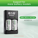 Delipow 2 bay universal charger compatible with AA, AAA, C, D Ni-MH and Ni-CD 1.2V rechargeable batteries