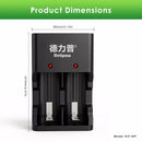 Delipow 2 bay universal charger safety features – overcharge, short circuit, reverse polarity, overcurrent, overheat protection for Ni-MH/Ni-CD batteries