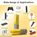 Delipow 4-pack AA 1500mAh rechargeable batteries powering digital camera, wireless computer mouse, TV remote, and portable speaker