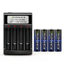 Delipow 4‑pack AA 3300mAh NiMH rechargeable batteries with charger, pre‑charged, 1200 cycles