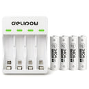 Delipow AA 3404mWh 1.5V lithium rechargeable batteries with USB-C fast charger cable, 1500+ cycles, low self-discharge