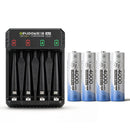 Delipow 4‑pack AA 4000mWh 1.5V lithium rechargeable batteries with 4‑slot charger, 1500 cycles, for Blink outdoor camera
