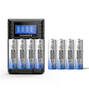 Delipow 8‑pack AA 4000mWh 1.5V lithium rechargeable batteries with charger, 1500 cycles, for Blink outdoor camera