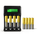 Delipow 8 pack AAA 1000mAh 1.2V NiMH rechargeable batteries with individual battery charger, pre-charged, 1200 cycles