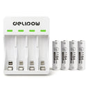 Delipow 4-pack AAA 1184mWh 1.5V lithium rechargeable batteries with USB-C charging cable, 1500+ cycles