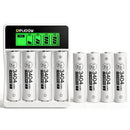 Delipow 4-bay LCD charger with 4pcs AA 3404mWh 1.5V lithium rechargeable batteries for Blink camera, doorbell, Xbox controller