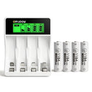 Delipow 4-bay LCD charger with 4pcs AAA 1184mWh 1.5V lithium rechargeable batteries, 1500+ cycles
