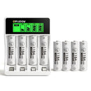 Delipow 4-bay LCD charger with 4pcs AAA 1184mWh 1.5V lithium rechargeable batteries, 1500+ cycles