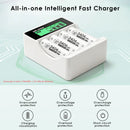 Delipow 4-bay LCD charger safety features for lithium batteries – overcharge, overcurrent, short circuit, overheat protection