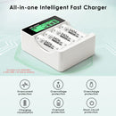 Delipow 4-bay LCD charger safety features for lithium and NiMH batteries – overcharge, short circuit, overcurrent, overheat protection