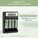 Delipow 4-bay smart charger compatible with 3.7V Li-ion 18350, 16340, 14500, 18650 rechargeable flat top and button top batteries, IMR and ICR chemistries