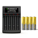 Delipow 4 count AA 1500mAh 1.2V Ni-MH rechargeable batteries with smart charger, high capacity