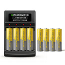 Delipow 8Pcs AA 1500mAh 1.2V Ni-MH rechargeable batteries with 4 bay smart battery charger, for AA/AAA Ni-MH/NiCD