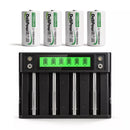 Delipow 4‑pack 11000mAh D rechargeable batteries with 4‑bay LCD smart charger for NiMH AA AAA C D