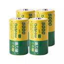 Delipow 4-pack 5000mAh 1.2V NiMH rechargeable D cell batteries, low self-discharge, pre-charged, D size