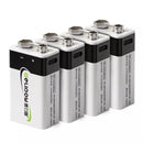 Delipow 4‑pack 9V lithium non‑rechargeable batteries, 650mAh, long lasting power for smoke detectors, fire alarms, keyless entry door locks, multimeters, metal detectors