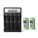 Delipow 4-pack 18350 1100mAh flat top IMR high drain rechargeable lithium batteries with 4-bay smart charger, 3.7V for high-performance devices