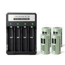 Delipow 4-pack 18350 1100mAh flat top IMR high drain rechargeable lithium batteries with 4-bay smart charger, 3.7V for high-performance devices