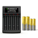 Delipow 4Pcs rechargeable AA AAA batteries with Type-C charger – 2x AA 1500mAh and 2x AAA 1000mAh Ni-MH, pre-charged, 4 slot Type-C charger