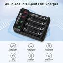 Delipow 4‑slot smart charger safety features – overcharge, short circuit, reverse polarity, overheat protection