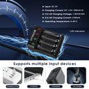 Delipow 4‑slot smart charger powered via USB‑C from power bank, laptop, and wall adapter for Blink camera batteries