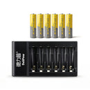 Delipow 6 pack AA 1500mAh 1.2V Ni-MH rechargeable batteries with 6-bay USB fast charger kit, high capacity