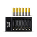 Delipow 6 pack AAA 1000mAh 1.2V Ni-MH low self-discharge rechargeable batteries with 6 bay individual cell battery charger